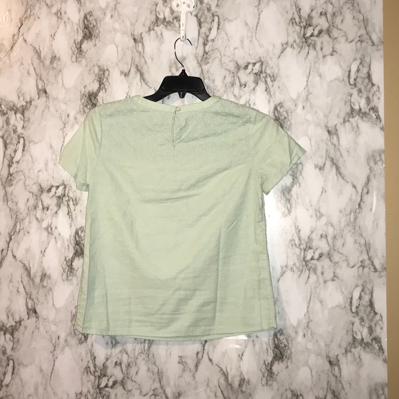 🛍J crew size 0  mint green  embroidered shirt - Picture 2 of 2